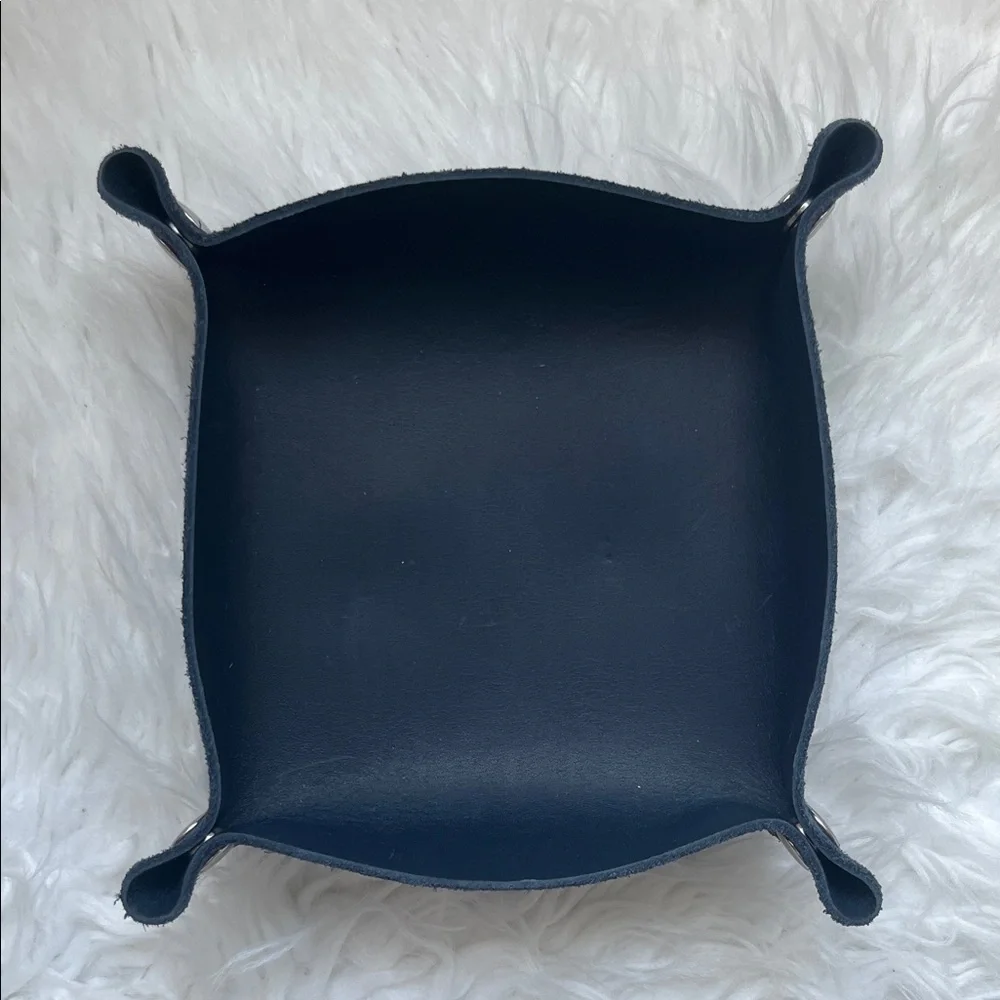 New Leather Catchall Tray, Valet Tray, in Deep Navy